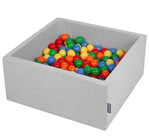 KiddyMoon 90X40cm/300 Palline ∅ 7CM Quadrato Piscina di Palline Colorate per Bambini Fabbr...