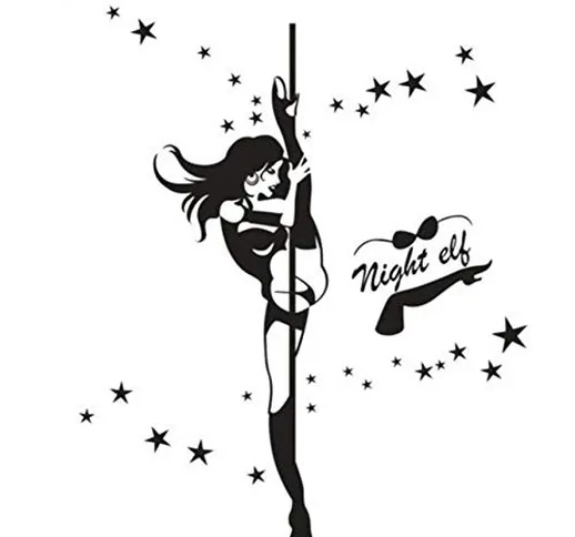 Hbbhbb Dancing Girl Wall Sticker Vinile Fai Da Te Night Elf Murale Arte Per Soggiorno Bar...