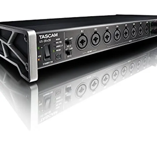 Tascam US-20x20 - Intefaccia Scheda Audio Midi Professionale USB 3.0 con 20 In 20 Out, Ner...