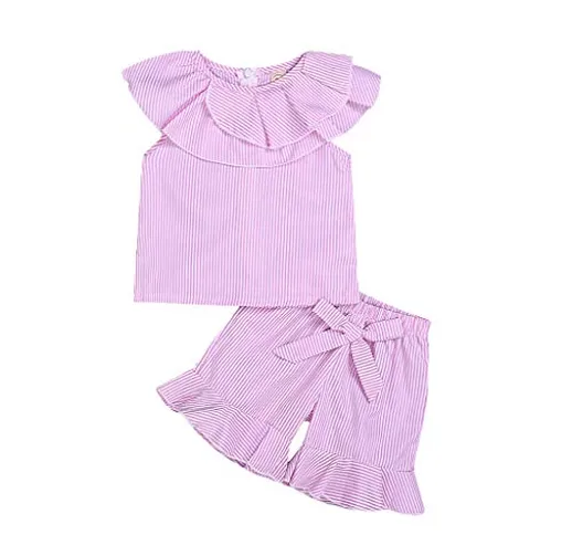 Moneycom❤ Bambino in bassa, per bambine, vestiti per neonate, camicia a righe, gilet + pan...