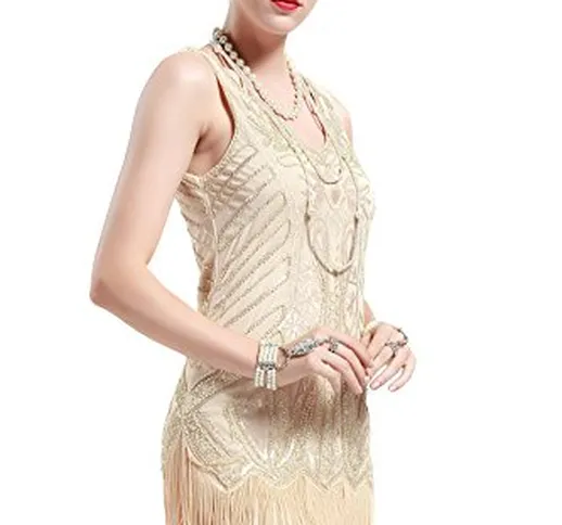 BABEYOND Vestito Gatsby Donne 1920s Vestito Abito Anni 20 Donna Flapper Dress 1920s Vestit...