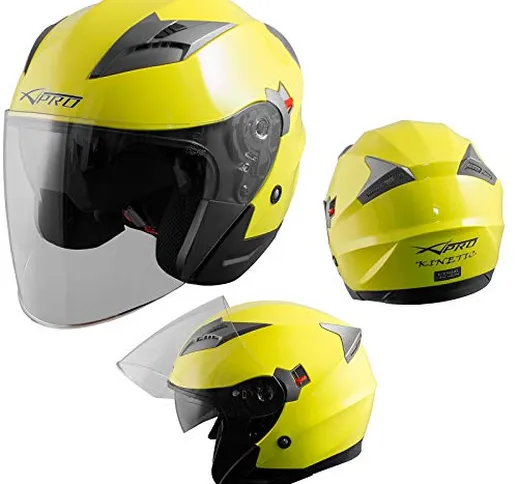 Casco Jet Moto Scooter Omologato ECE 22-05 Visiera Parasole Antigraffio Fluo M