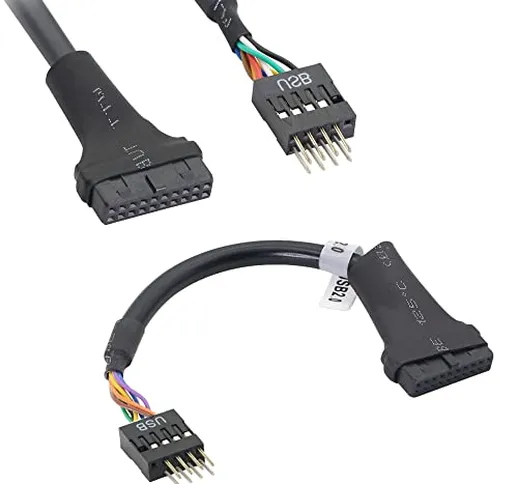 GELRHONR 2pcs cavo adattatore interno da USB 9 pin maschio a USB 3.0 20 pin femmina-5.9 po...
