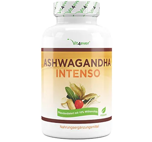 Ashwagandha - 180 capsule con 750 mg di estratto puro - Premium: 10% withanolidi - Alta pu...
