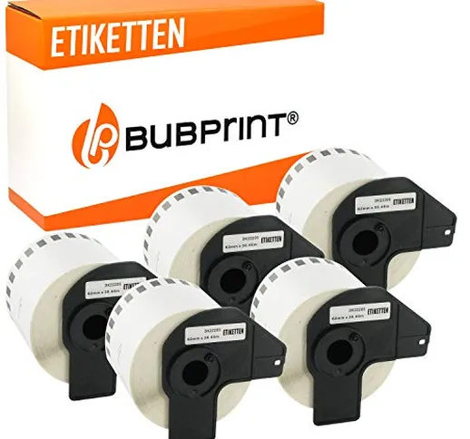 5x Bubprint Etichette compatibile per Brother DK-22205 per P-Touch QL500 QL500BW QL550 QL5...