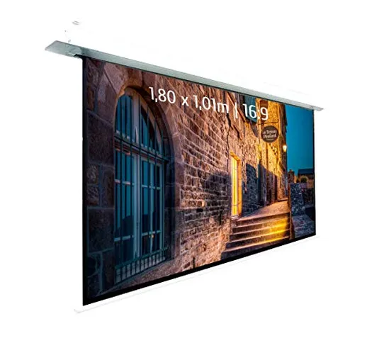 KIMEX 048-1511W Schermo di proiezione elettrico da incasso 180 x 101 cm- Formato 16:9 - Fu...