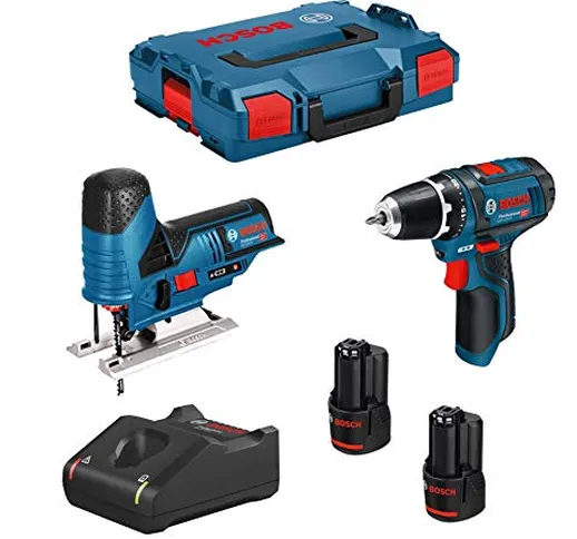 BOSCH Kit 12V B12GSTGSR2bat3a-40 (GSR 12V-15 + GST 12V-70 + 2 x 3,0 Ah + GAL12V-40 + L-Box...