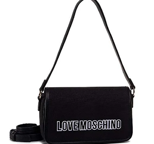 Love Moschino BORSA CANVAS+PU MIX NERO JC4232PP0AKF100A 27,5 x 17 x 8,5 cm