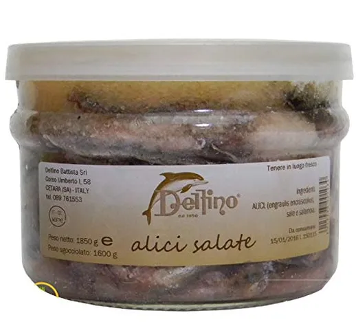 Alici Salate di Cetara in vaso da 1600ml - peso sgocciolato 1100ml