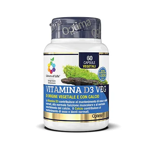 Colours of Life Vitamina D3 VEG - Integratore di Vitamina D3, di Origine Vegetale con Calc...