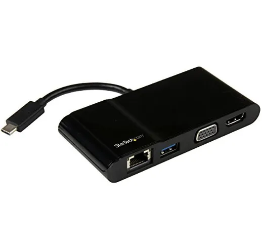 StarTech.Com Adatattore Multifunzione USB-C per Portatili, VGA o HDMI 4K, USB 3.0, Mini Do...