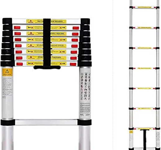 Todeco - Scala Telescopica, Scala Pieghevole - Carico massimo: 150 kg - Standard/Certifica...