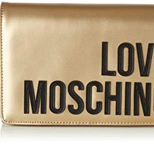 Love Moschino Borsa Metallic Nappa Pu, Pochette da Giorno Donna, Oro (Platino), 13x22x6 cm...