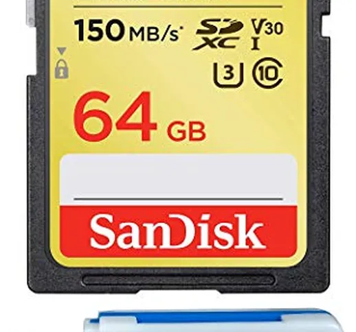 SanDisk 64GB SDXC SD Extreme Memory Card Works with Canon EOS 77D, 80D, 70D, 6D, 60D Digit...
