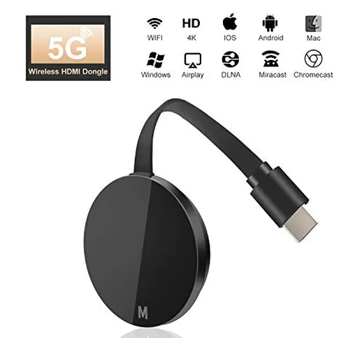 SNUNGPHIR WIFI Wireless Display Dongle, 5G e 2.4G WiFi Adattatore Ricevitore TV Digitale H...