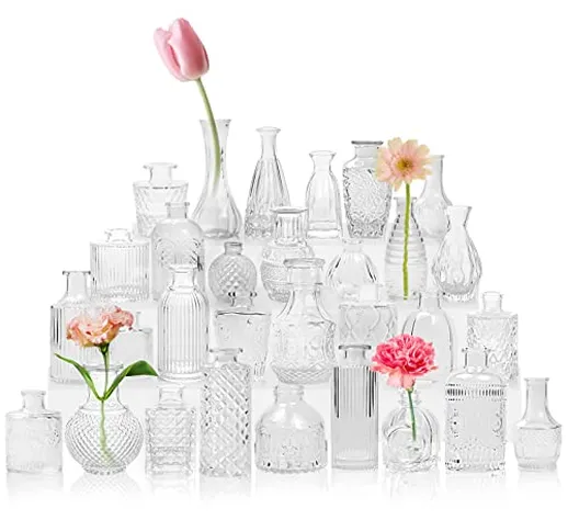 Piccoli vasi, 30 pezzi, mini vasi in vetro, piccoli vasi, set di diverse misure, per decor...