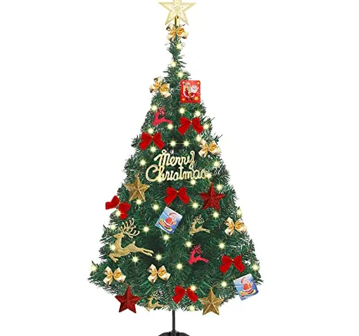 Albero di Natale mini 90cm con LED Luci e Decorazione, Euket Albero Natale Piccolo Mini al...