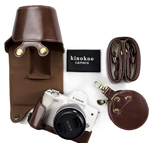Kinokoo - Borsa custodia apribile in pelle di PU per Canon EOS M50 e custodia copriobietti...