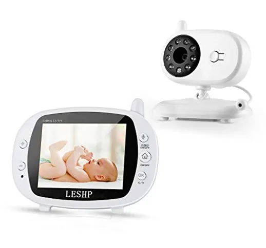 Baby Monitor Wireless, Video Digitale 3.5 Inch TFT LCD Monitor, con Visione Notturna e Ril...