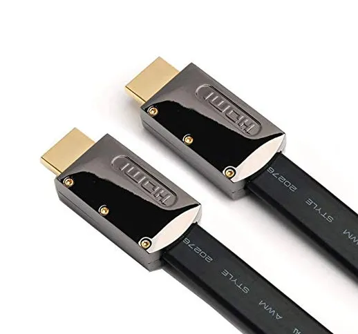 ULTRICS Cavo HDMI Piatto 3 Metri, 4K HDMI 2.0 Alta Velocità 18Gbps Placcato Oro Connettori...