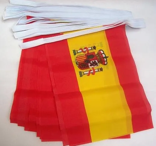 AZ FLAG Ghirlanda 4 Metri 20 Bandiere Spagna 15x10cm - Bandiera Spagnola 10 x 15 cm - Fest...