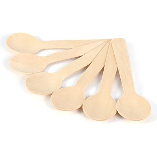 Cucchiaini in Legno, 100x Teaspoons Cucchiaio da Minestra Cucchiaio di Spezie 100mm Lungh...