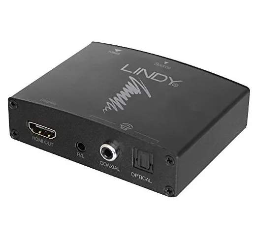 Lindy 38167 Audio Extractor HDMI 4K con Bypass, Nero