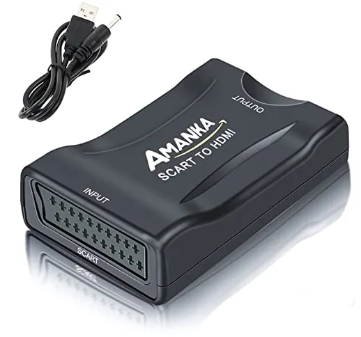 AMANKA Convertitore da SCART a HDMI Adattatore Audio Stereo HD Video Composito per SKY HD...