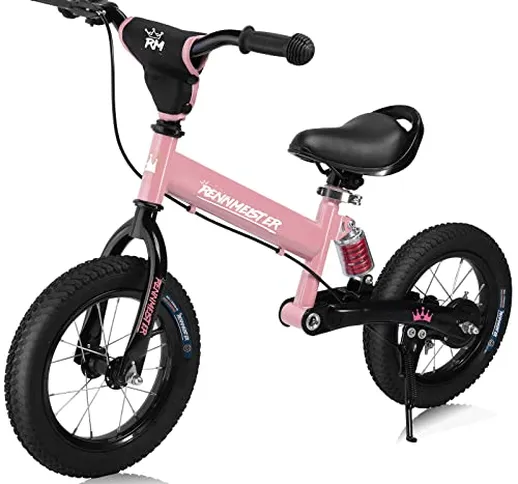 Deuba Rennmeister bicicletta senza pedali per bambini ruote pneumatiche larghe 12' equilib...