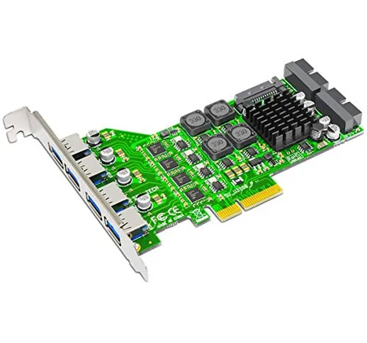 Miwaimao USB 3.0 8 Port PCI Express Card SATA 15Pin Power Connector High Speed Extender Ad...