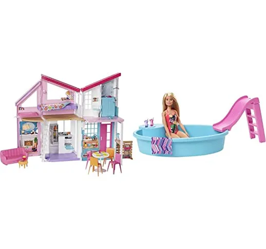 Barbie - Casa di Malibu - Casa Malibu - Playset Trasformabile con Plug-and-Play - Oltre 25...