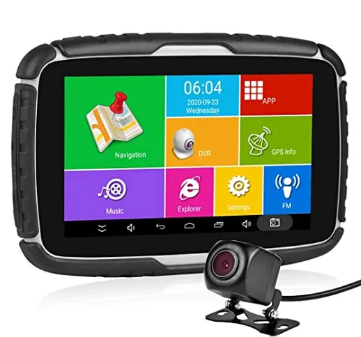 WOOYI GPS per Moto - Navigatore GPS per Moto Android 6.0 da 5 Pollici, DVR, con Bluetooth,...