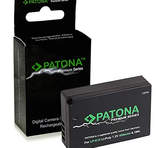 PATONA Premium Batteria LP-E12 compatibile con Canon EOS 100D, EOS M, M2, M10, M50, Rebel...