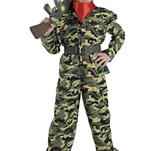 PRESTIGE & DELUXE Costume Vestito Carnevale Rambo Militare Green Bere 5 6 7 8 9 10 11 12 1...