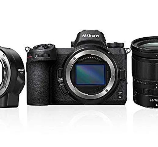 Nikon Z6 - Fotocamera mirrorless da 24 MP (ISO 100-51200, montatura tipo Z, 12 fps, stabil...