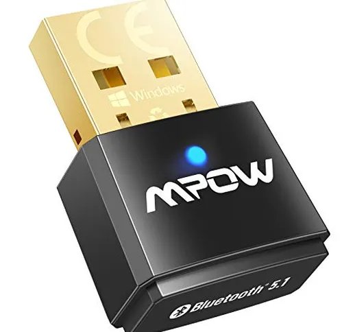 Adattatore USB MPOW Bluetooth 5.1 per PC Win 7 / 8.1 / 10, Linux, trasmettitore dongle Blu...