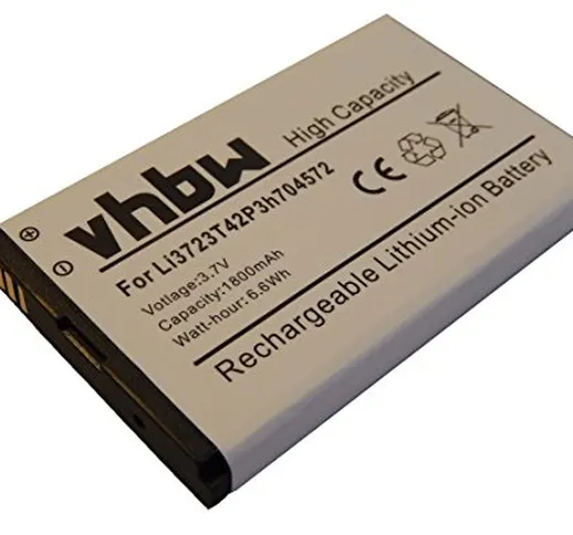vhbw Li-Ioni Batteria 1800mAh (3.7V) per Router Hotspot Huawei ZTE MF90, MF91 Come Li3723T...