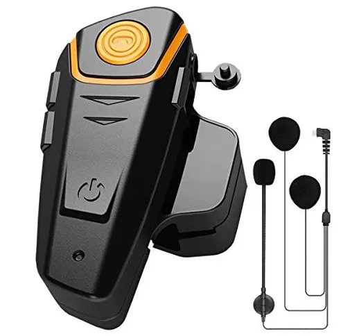 BT-S2 Interfono Casco Moto Senza Fili, Impermeabile Auricolari Bluetooth per Moto, Comunic...