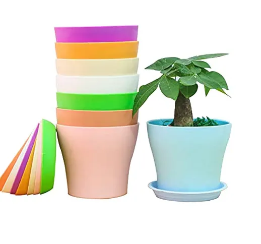 XIAOMAOMAO 8 Pezzi Vaso di Fiori balcone Colorati vasi in Plastica per Fiori, per Arredo C...