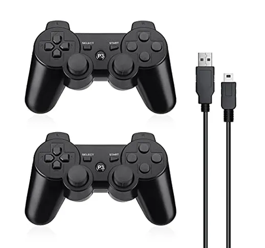 Powerextra Controller PS3 2 Pack Wireless Bluetooth PS3 Controller Wireless ad Alte Presta...