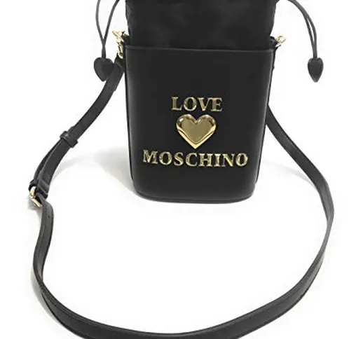 Moschino Borsa donna Love secchiello con tracolla ecopelle nero logo gold B21MO63