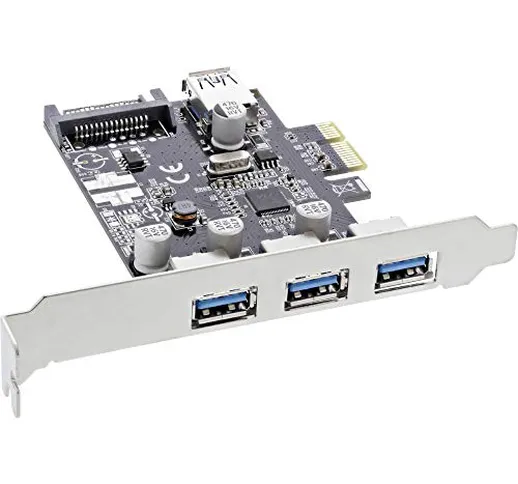InLine® - Scheda di interfaccia 3X+1X USB 3.0, PCIe, con connettore di Alimentazione SATA,...