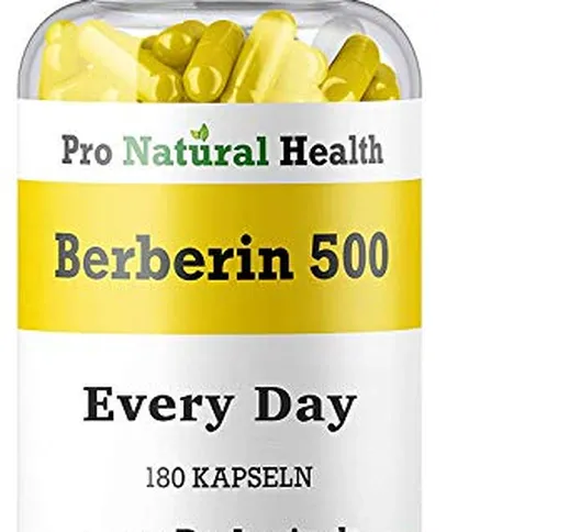 Berberina 500 mg I 180 capsule altamente dosate I Integratore per un cambio di dieta I 100...
