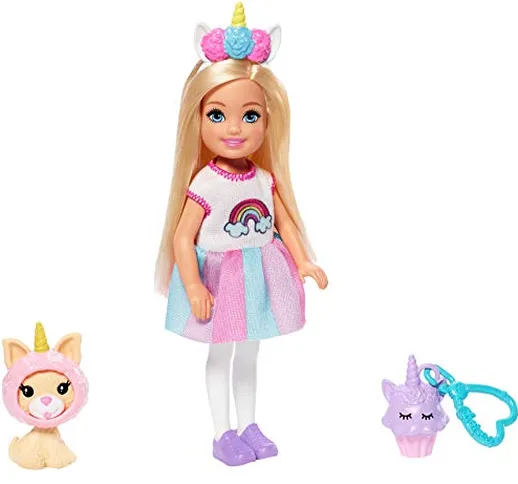 Barbie- Club Bambola Chelsea con Unicorni, Giocattolo per Bambini 3+ Anni, GHV70