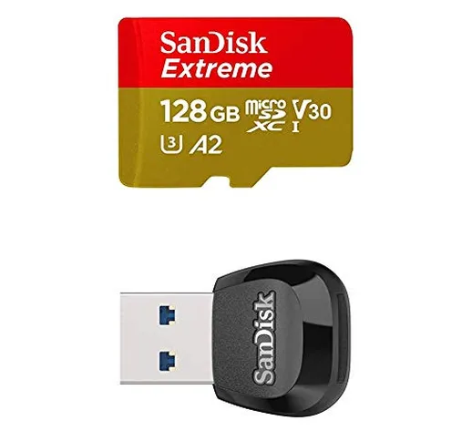SanDisk Extreme Scheda di Memoria microSDXC da 128 GB e Adattatore SD con App Performance...