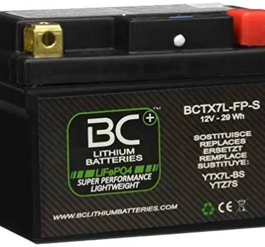 BC Lithium Batteries BCTX7L-FP-S Batteria Moto Litio LiFePO4, Nero, 1