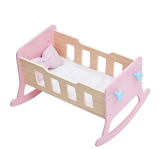 Olivia's Little World- Mobile Culla in Legno per Bambola Bebè, Colore Rosa, TD-12865A