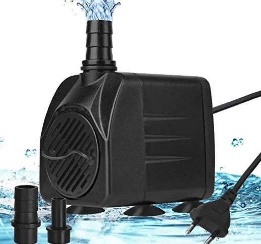 flintronic Mini Pompa Acqua, Sommergibile Ultra-Silenzioso 16W 800L/H Pompa per Acquario F...