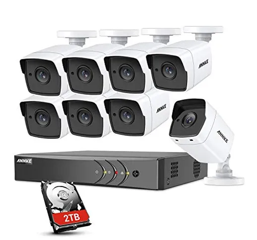 ANNKE 8CH CCTV Videosorveglianza HD 5MP H.265Pro+ DVR Lite con 8 * 5MP Telecamere da Ester...