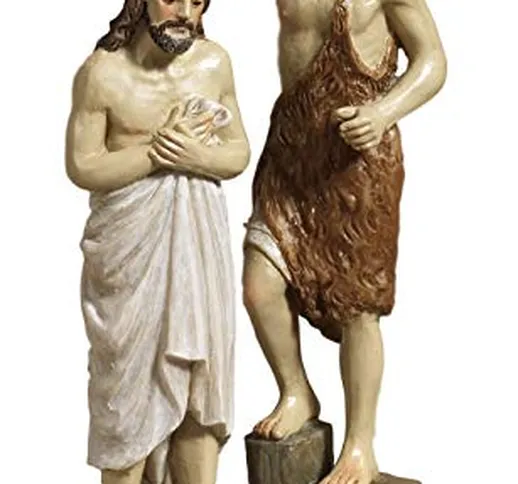 Paben Articoli Religiosi Statua Battesimo di Gesù con San Giovanni in Resina, presepe Pasq...